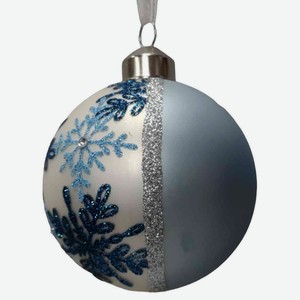 Ёлочное украшение 23YB111230 Шар снежинка цвет: синий, 8 см