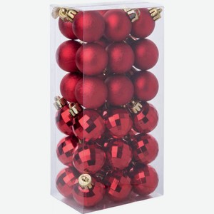 Набор ёлочных украшений 15289 Шар цвет: красный 3 см, 36 шт.