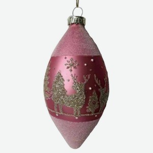 Ёлочное украшение 23-1803-87 Капля с рисунком оленя цвет: розовый, 13 см