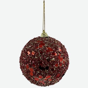 Украшение для елки шар ChristmasDeLuxe 86890 красный с конфетти, 8 см