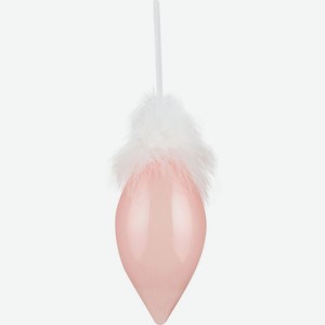 Ёлочная игрушка Капля с перьями цвет: розовый, 13,5 см