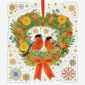 Украшение наклейка Феникс Презент 90269 Венок с птичкой, 15,5×17,5 см