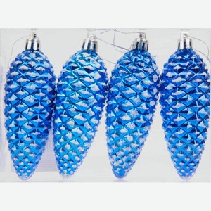 Набор ёлочных украшений Шишки цвет: синий 10 см, 4 шт.