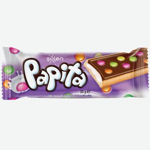 Печенье Papita с молочным шоколадом с молочной начинкой и драже-конфетами 33 г