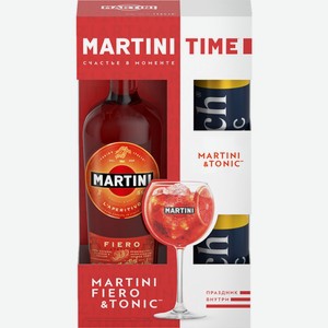 Промо-набор MARTINI Fiero виноградосод. cл. аром.+тоник 2*0.33L, Италия, 1 L