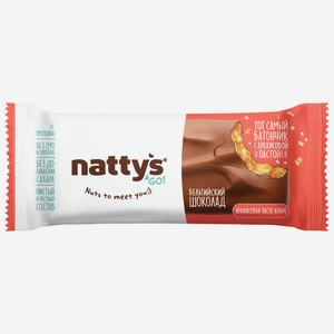 Батончик шоколадный Nattys &Go Crunchy с арахисовой хрустящей пастой в молочном шоколаде, 45г Россия