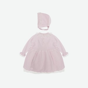 Комплект для девочки платье и чепчик leoking, розовый (74)