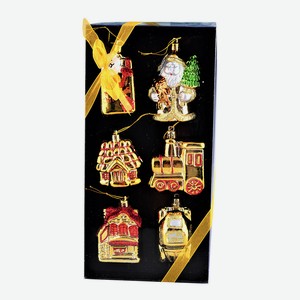 Елочные украшения Santa s World в наборе  Новгоднее ретро  золото 6 шт арт. HD8006-5127S01