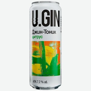 Коктейль U.Gin джин-тоник Цитрус слабоалкогольный газированный 7,2%, 450 мл