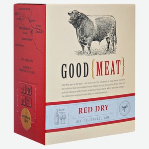 Вино «Гастрономические вина» Good Meat красное сухое Россия, 3 л