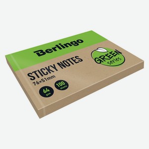 Блок бумаги для записей Berlingo Green Series с клеевым краем 76х51 мм, 100 листов