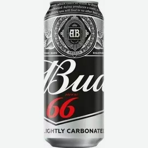 Пиво Bud 66 Светл. Фильтр. Пастер. Ж/б. 0,45л, 0,45