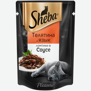 Корм влажный для кошек Sheba Pleasure ломтики телятина-язык в соусе, 85 г