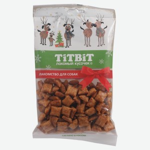 Лакомство для собак TITBIT Хрустящие подушечки с начинкой со вкусом индейки и шпината для маленьких пород, 95 г