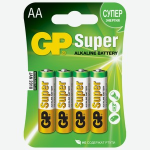 Батарейки GP Super Alkaline 15А AA алкалиновые, 4 шт.