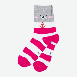 Носки для девочки Barkito, розовые с серым и белым (16-18)