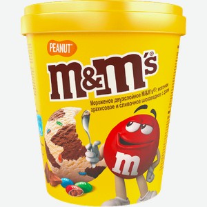 Мороженое M&Ms 2 слоя молочное с арахисом и шоколадным драже ведро 295г