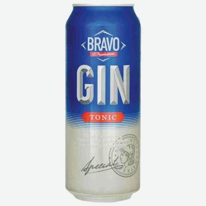 Напиток слабоалкогольный Bravo Gin & Tonic 7,1%, 0.45 л, металлическая банка