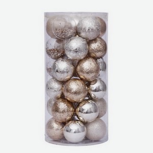 Набор шаров B&H новогодние искры серебряный-шампань, 6см x 30шт Китай