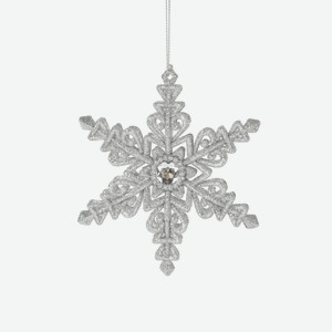 Подвеска снежинка ChristmasDeLux серебро, 10.5 x 12.5см