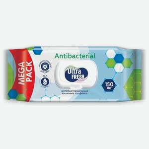Влажные салфетки Ultra Fresh Antibacterial, с клапаном