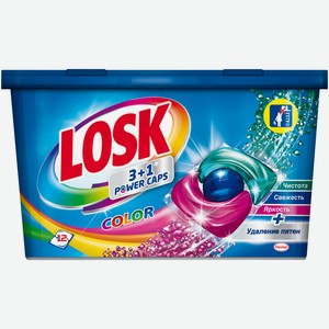 Средство для стирки Losk Color Power Caps 3 + 1, 12 шт