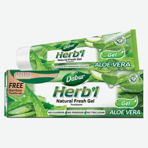 Зубная паста гелевая Dabur Herb l для свежего дыхания с Алоэ вера, 150 г + зубная щетка