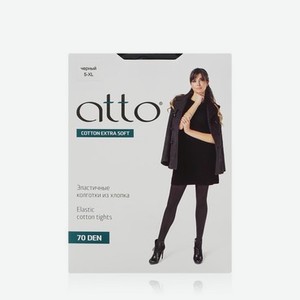 Женские хлопковые колготки Atto Cotton 70den Черный 5 размер