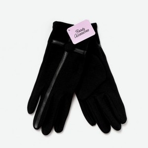 Женские перчатки Atto , черные с декоративной лентой , M