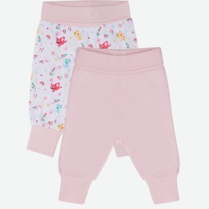 Комплект: брюки-штанишки для девочки 2 шт. розовый (62)