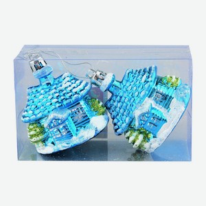 Елочные украшения Santa s World в наборе:  Домики  синий 2шт арт.HV7002-529/1S70