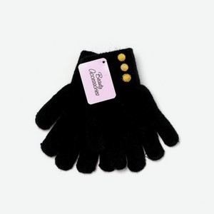 Детские вязанные перчатки Atto   Пуговки   , черные , M
