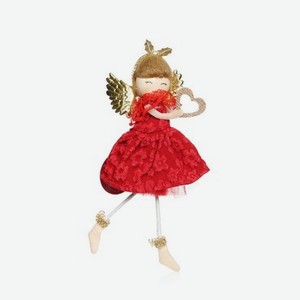 Подвесное украшение Artus Новый Год Кукла в красном платье с крыльями в ассортименте