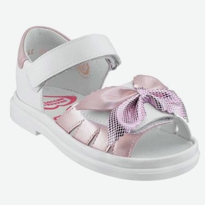 Туфли для девочки Bumi летние, белые с розовым (23)