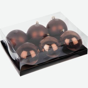 Набор ёлочных украшений HC10006C Набор шаров цвет: шоколадный 10 см, 6 шт.