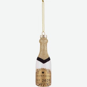 Ёлочное украшение Бутылка шампанского с блёстками цвет: золотой, 13 см