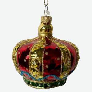 Ёлочное украшение 23-1803-15 Корона цвет: красный с золотым, 7,3 см