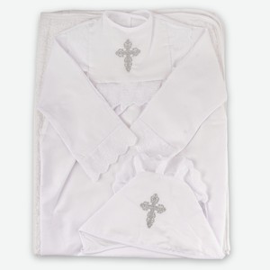 Комплект для крещения: полотенце, платье, чепчик B (86-92)
