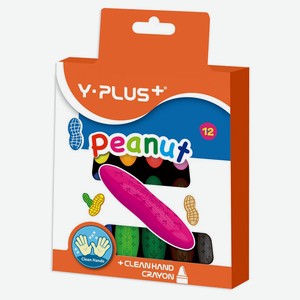 Мелки восковые Y-Plus Peanut, 12 цветов