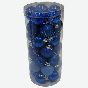 Набор ёлочных украшений 4035N3-5953AK04 Набор шаров 5 дизайнов цвет: синий 4 см, 35 шт.