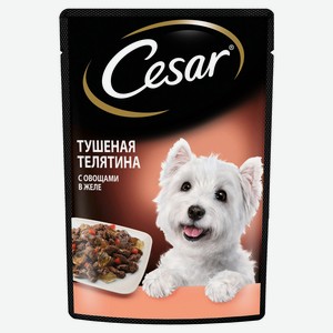 Корм для собак Cesar Тушеная телятина с овощами в желе, 85 г