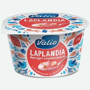 Viola йогурт Laplandia сливочный с клубникой и кусочками печенья 7%, 180 г