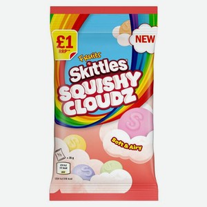 Жевательныe конфеты Skittles Squishy Cloudz Fruits со вкусом фруктов (Великобритания), 70 г