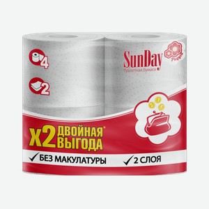 Туалетная бумага SunDay, 2 слоя