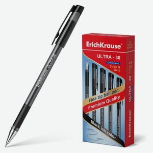 Ручка шариковая ErichKrause Ultra-30 Stick&Grip Original, черная, 1 шт