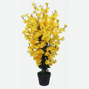 Цветок искусственный Дерево желтый в черном горшке, 90 см