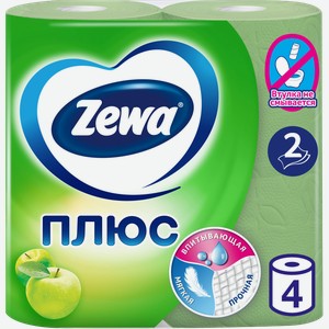 Туалетная бумага Zewa Plus Яблоко 2 слоя 4 рулона