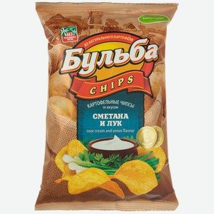 Бульба chips Чипсы из сырого картофеля со вкусом сметаны и лука 75 г (25 шт.)
