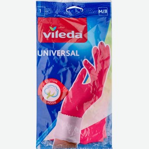 Перчатки хозяйственные универсальные Vileda с хлопковым напылением, размер M/8 1 пара