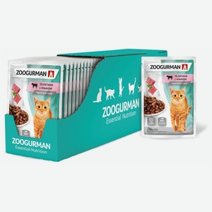 Влажный корм для стерилизованных кошек Зоогурман с телятиной, с языком 85 г (кусочки в соусе)